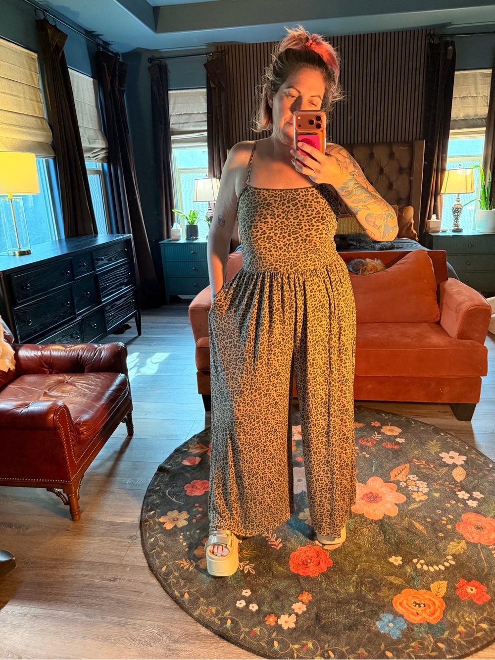 American Eagle Outfitters Leopard Wide-Leg Jumpsuit